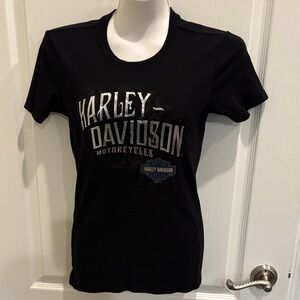 Harley-Davidson Palm Beach Black Tee with Silver Accents Size S